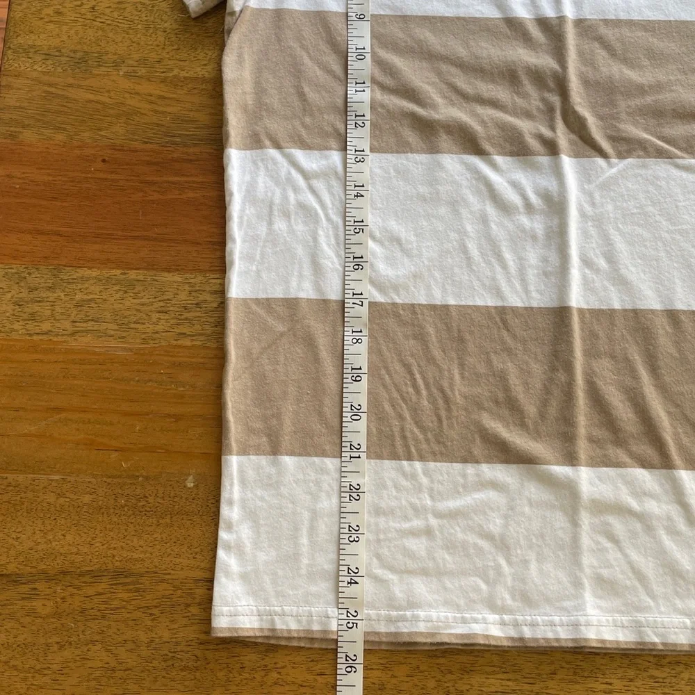 Hollister Men's Short Sleeve Shirt - Tan and White Stripes